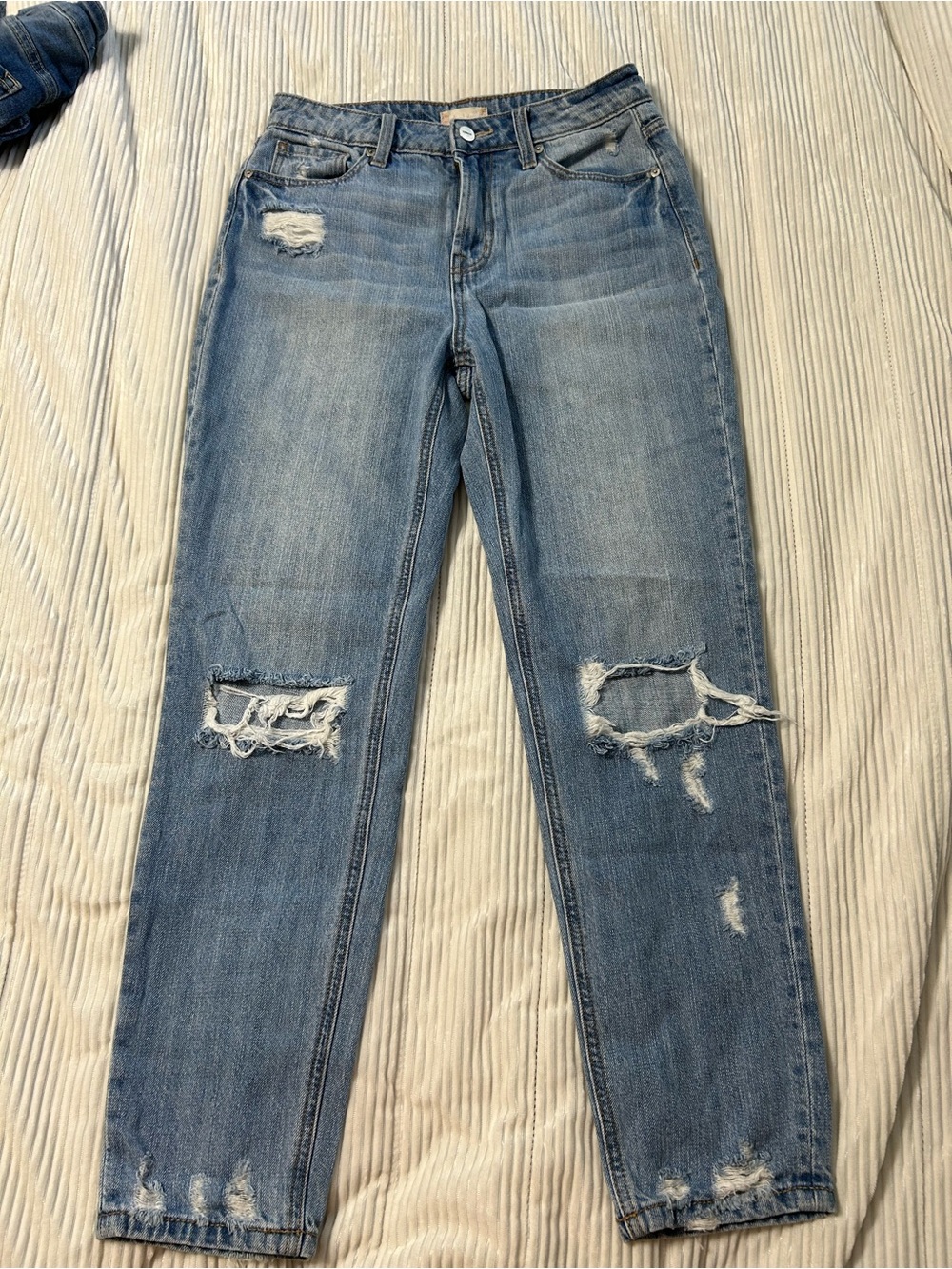 Altar'd State Distressed Light Blue Boyfriend Jeans